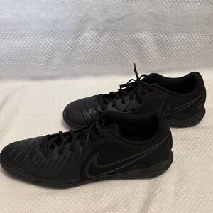Nike Men's Black and Gray Athletic Shoes. Indoor Tiempo soccer shoes.